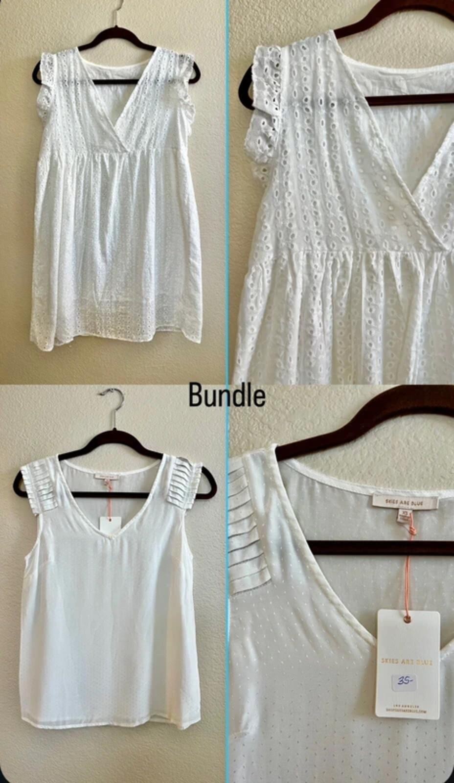 White eyelet dress and silk satin top bundle