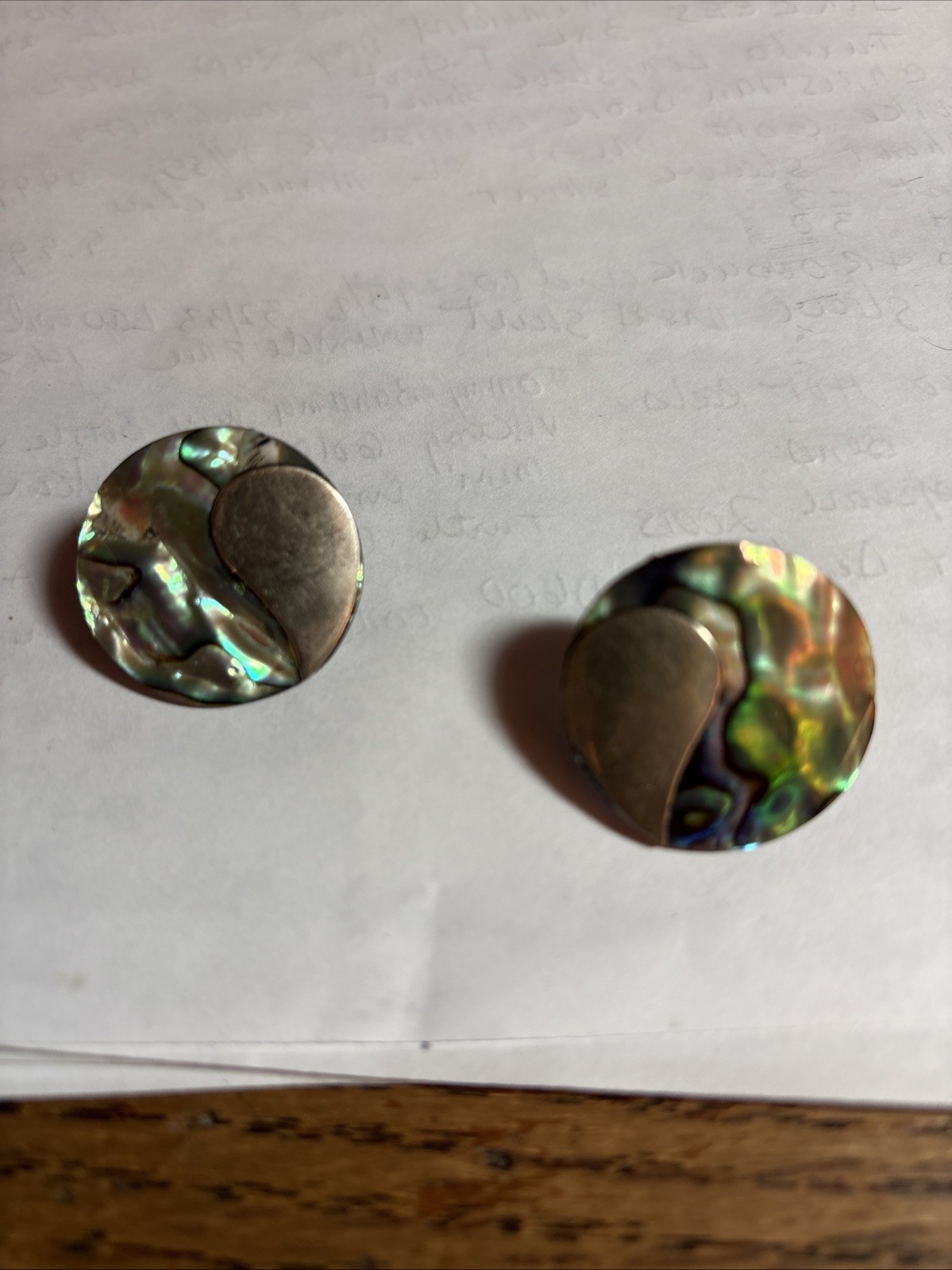 ABALONE SHELL ROUND STUD EARRINGS & Silver - image 1