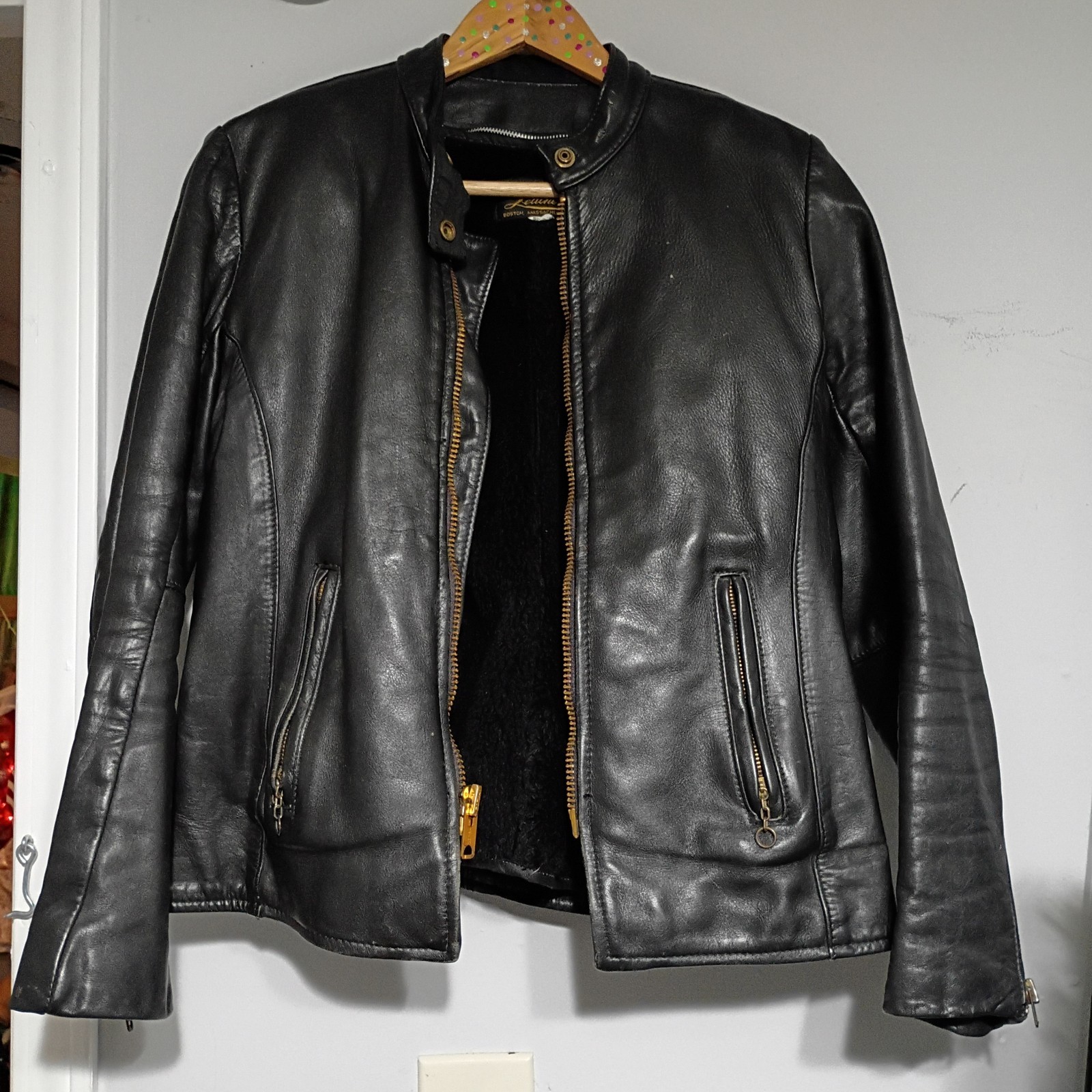 Vanson Leathers Women's Vintage Black Leather Motorcycle Jacket Size 14
