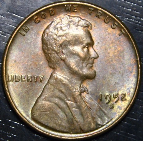 1952 S Lincoln Wheat Penny Gem AU 1c US Coin San Francisco Mint