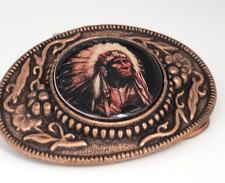 Copper Plated Belt Buckle Native American Indian Made in USA No.851
