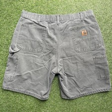 Vintage Carhartt Mens 38x9 Moss Green Canvas carpenter shorts Workwear B25 MOS