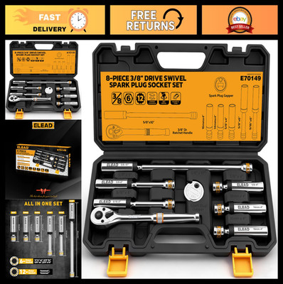 ELEAD 8-Piece Magnetic Swivel Spark Plug Socket Set with Ratchet Handle