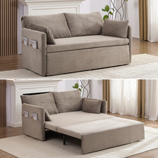 Queen Pull Out Sleeper Sofa Bed, Convertible Couch with Side Pockets