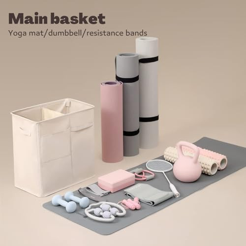 Compact Home Gym Yoga Mat Storage Rack for Foam Roller and Yoga Strap