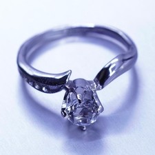 Size 5.25, vintage Sterling 925 silver handmade engagement ring with Cz