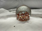 Flower Art Glass Round Ball Paperweight Multicolor Abstract Floral Vintage — photo 3