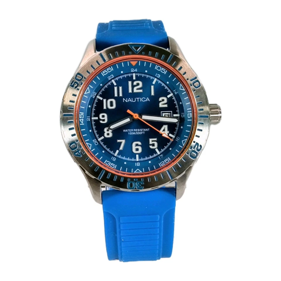 Nautica43 MM NAS12535G Men's Blue Dial Blue Strap Water Resistant Watch NOS - Image 3 of 4