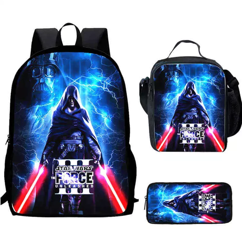 Star Wars Backpack Set with Lunch Bag and Pencil Case, Fashion Backpack and Pencil Bag Gift