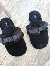UGG Fluff Yeah Women's Black Faux Fur Slide Slippers Open Toe Size 11