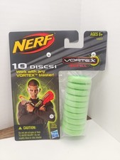 NERF Vortex Ammo 10 Discs Refill Original NEW Sealed Package Green Foam Hasbro
