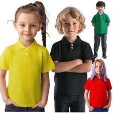Polo ragazzo ragazza cotone tinta unita unisex bambini scuola t-shirt uniforme estatePE