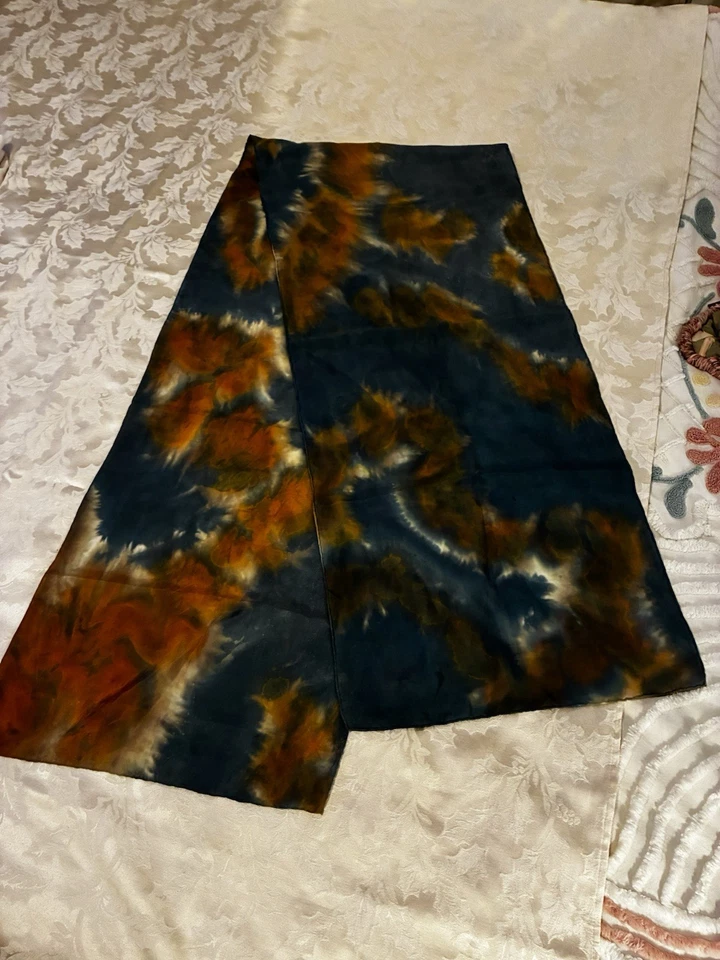 Bufanda 100 % seda verde azulado y dorado 69 X 15 pulgadas transparente hermosas acuarelas Foto 3 de 4