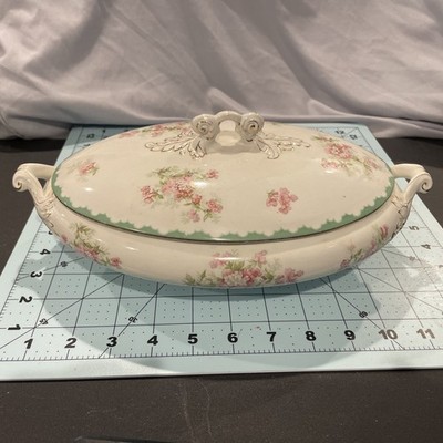 Antique John Maddock & Sons Royal Vitreous Covered Serving Bowl with handles