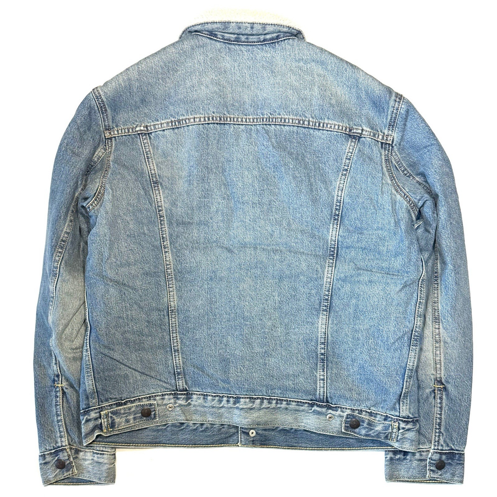 LEVIS Mens Recycled Sherpa Jacket Denim Jean Trucker Jacket Light Blue