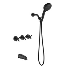 3 Handles Tub Shower Faucet Set with 10 Spray Handheld Shower 4.7 Matte Black