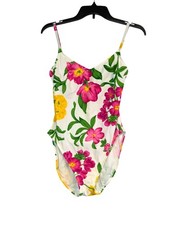 La Blanca Womens Floral One-Piece Swimsuit With Adjustable Straps Size 12 Nylon/