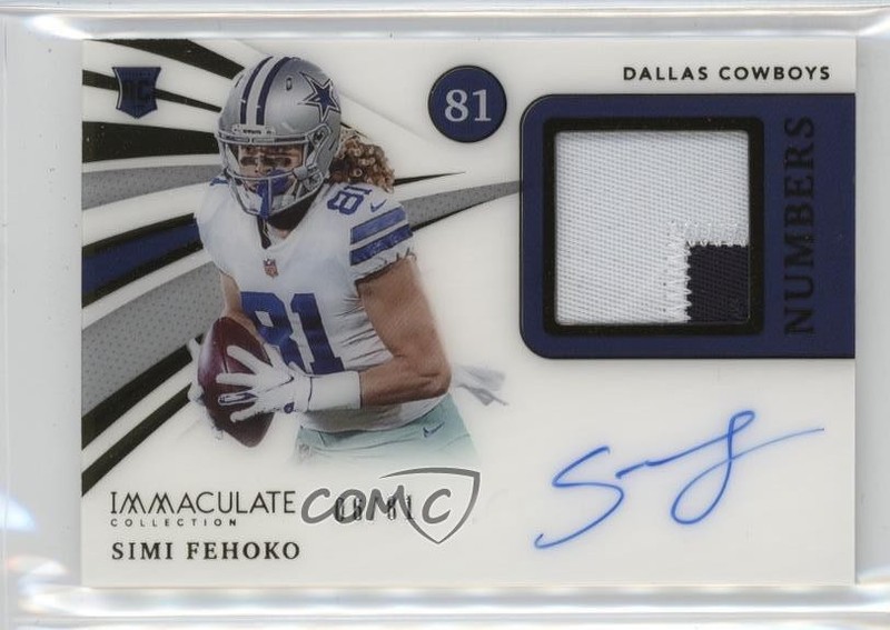 2021 Panini Immaculate Numbers Rookie 6/81 Simi Fehoko RPA Patch Auto RC 16n7