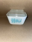 Vintage Pyrex Turquoise Refrigerator Dish Set Amish Butterprint # 501
