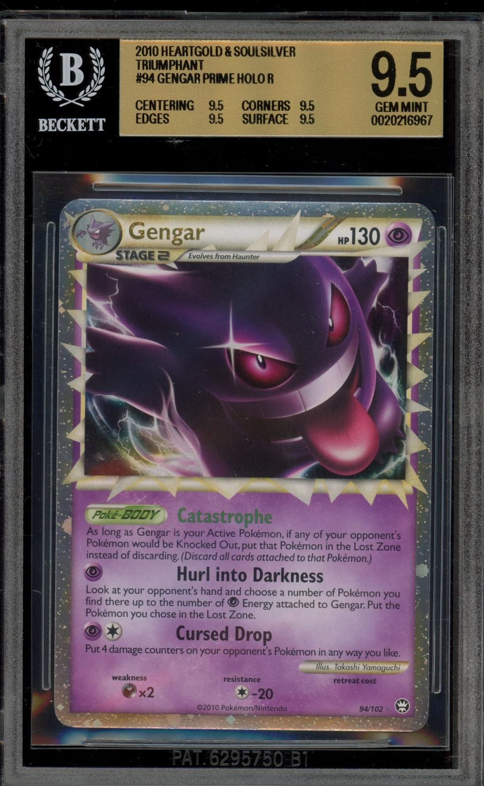 Pokemon Gengar Prime Holo HGSS Triumphant Rare 94 Bgs 9.5 Gem Mint