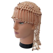Vtg 70s Macrame Seashell Headpiece Crown Cowrie Shell Flapper Bohemian Cleopatra