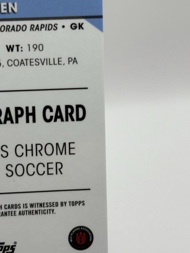 2024 Topps Chrome MLS Zack Steffen Refractor Auto Colorado Rapids USMNT SP - Bild 10 von 12