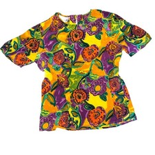 Christie  Jill Vintage Floral 100 Silk Top Small