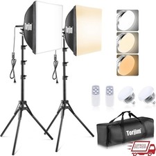 Softbox Lighting Kit 85W Energy Saving Studio Lights Tripod Remote Diffuser New