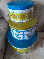Orla Kiely Set of 3 Nesting Cake Tins Retro Flower Designs Brand New !¡!!
