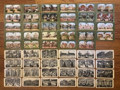 Vintage stereoscope viewer w/ 70 cards - Keystone, A8523, B&W & color