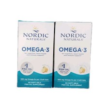 2 Pack-Nordic Naturals Lemon Omega-3 690mg 60 Soft Gels Exp 8/28 Slit Box