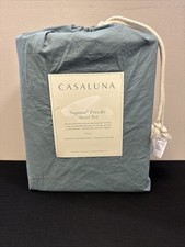 Casaluna Full Size Washed Supima Cotton Percale Light Teal Green 4 Pc Sheet Set