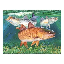 River's Edge Products Tempered Glass Cutting Board 12x16in Redfish and Sea Trout