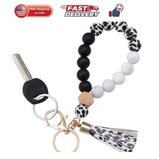 Silicone Key Ring Bracelet Wristlet Keychain Unique Beaded Bangle Key Chains ...
