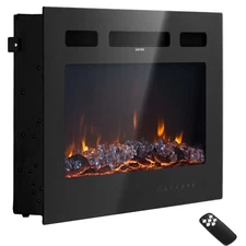 Uimoso 36-Inch Wall-Mount & Recessed Electric Fireplace with Remote, 1500W