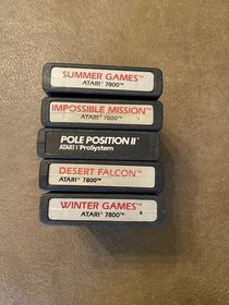 Atari 7800 Game Lot  Summer Games Desert Falcon Impossible Mission UNTESTED
