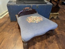 Antique Chair Made Into Foot Stool Child Chair Needlepoint Seat As Found Losses
