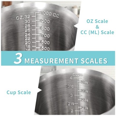 Upgraded 3-in-1 Measuring Cup, 32oz Stainless Steel