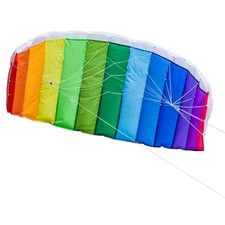 2973 62" Sport Kite Dual Line Stunt Parafoil Includes Braided Kite Rainbow