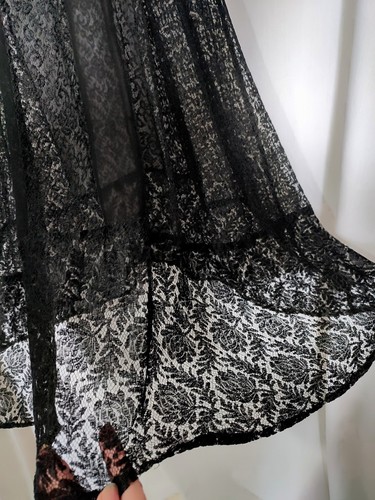 Antique Art Deco 1920s 1930s Black Lace Flapper Dress Silk Chiffon Inserts - Picture 17 of 21