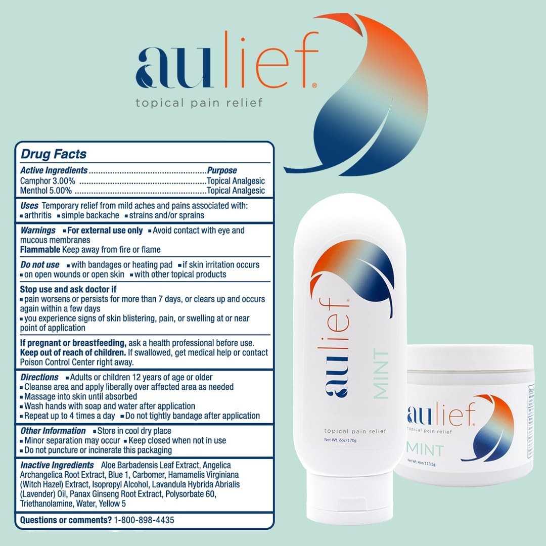 Aulief Pain Relief Cream by China-Gel - Arthritis & Sore Muscle Rub - 8oz Jar