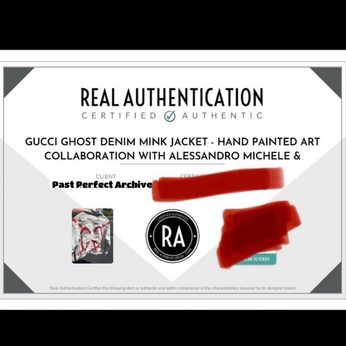 Gucci x GucciGhost Hand-Painted Graffiti Denim Mink Jacket Runway