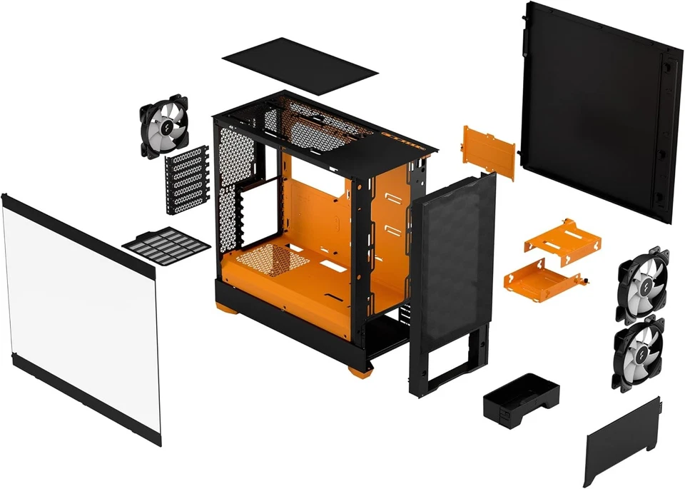 Fractal Design Pop Air RGB Orange Core - Tempered Glass Clear Tint - Honeycomb M - Image 4 of 4