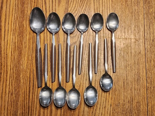 Vintage Eldan Stainless Steel Stylish Japanese Composite Wood Dinner Spoons Set