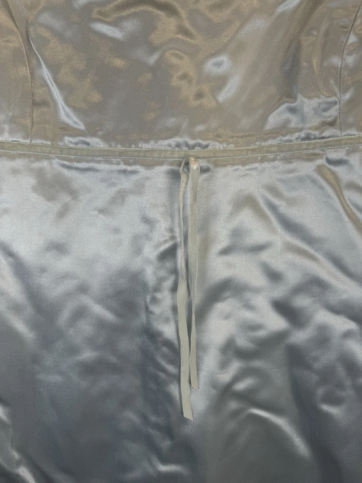 Vestido sin Mangas Ralph Lauren De Colección Años 90 Azul Cielo Satinado 8 Etiquetas a Cuadros Foto 4 de 4