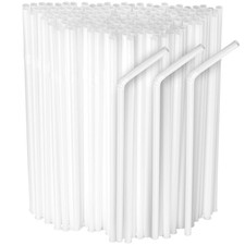 Elegant Disposables 500 Pack White Flexible Plastic Drinking Straws Disposable
