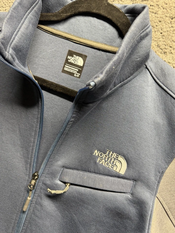 The North Face Hoodie Men Small Thermal 3D FZ Blue Gray Sweatshirt Hood Full Zip - Image 3 of 4