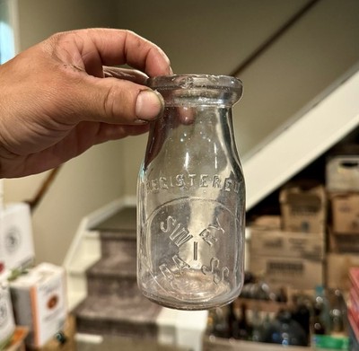 Swiss Dairy Early Emb 1/2 Pt Milk Bottle Washington DC Unique Slug Layout 1910s