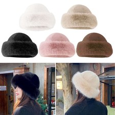 Winter Thickened Faux Fur Hat for Women Warm Plush Fluffy Outdoor Cap