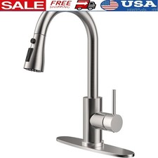 Pull Down Kitchen Faucet Stainless Steel 3 Spray Patterns RV Utility Sink Faucet